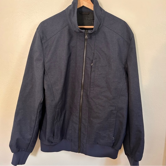 MICHAEL KORS Men's Fully‎ Lined Soft Shell Bomber Jacket Size L Navy - Picture 1 of 11